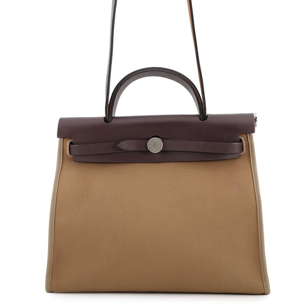 Hermes Herbag Zip PM Etoupe Ebene Toile Officier Vache Hunter D stamp HERMES ...